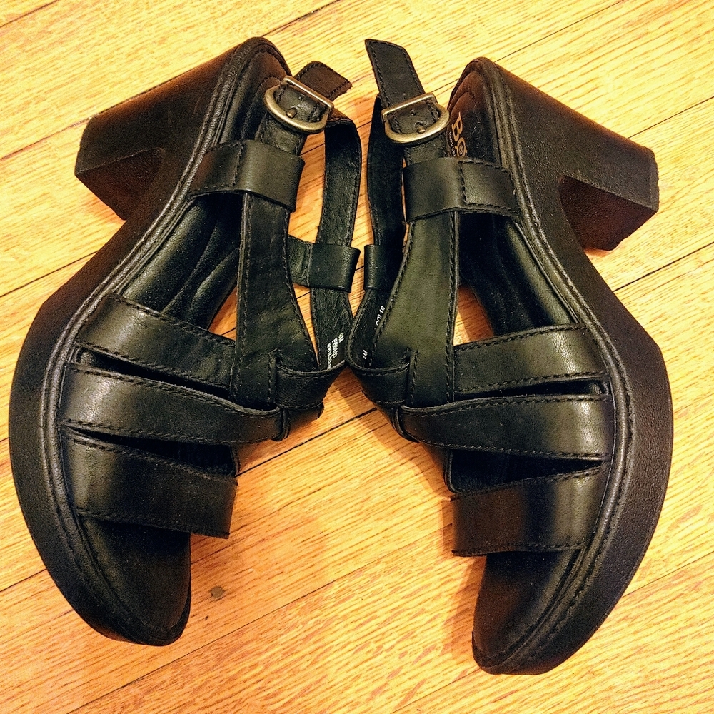 Børn Carmo Woven Strap Leather Wedge Sandals – Size 36 – Black – Full‑Grain Leat - Picture 4 of 8
